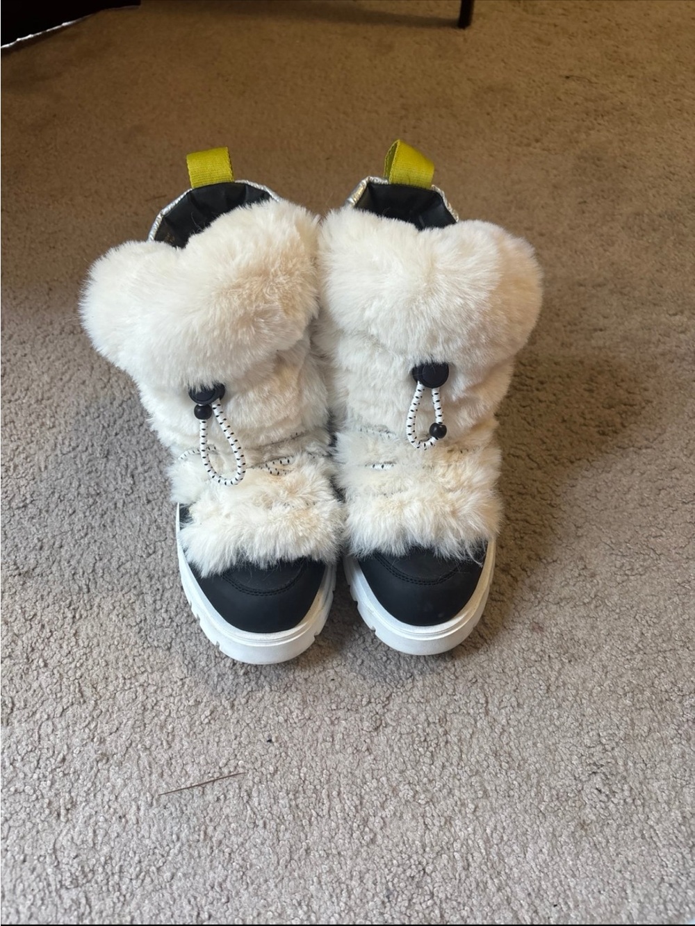Sam Edelman Black and Cream Faux Fur Ankle Booties